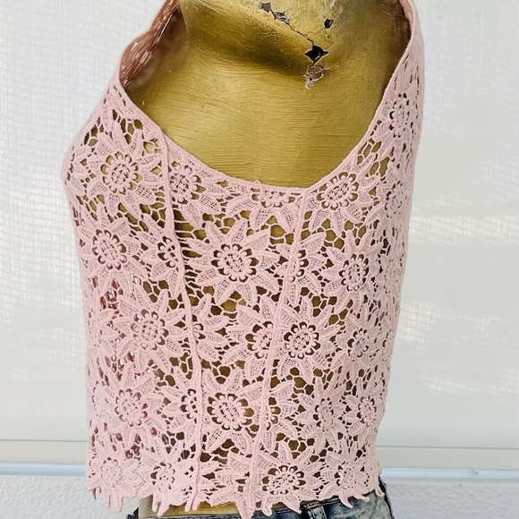 NELLA FANTASIA Pastel Pink Cutwork LACE CAMI Style TOP S/M - Picture 3 of 11